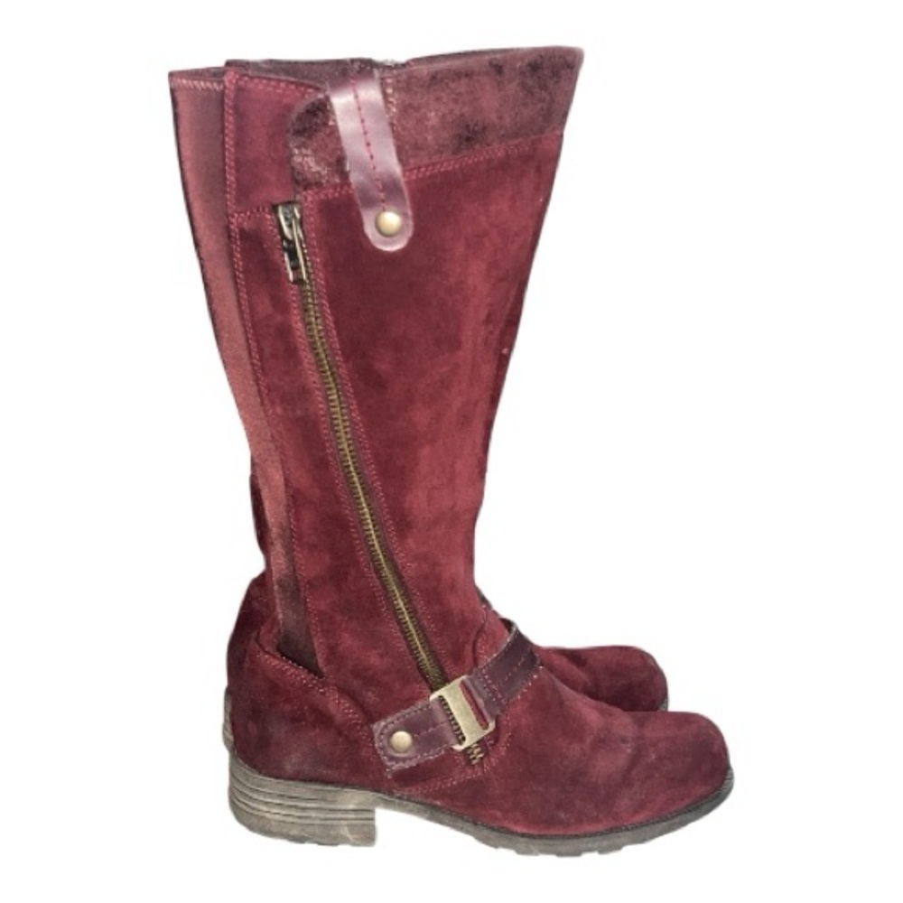 Earth Origins Maroon Suede Leather Heeled Boots